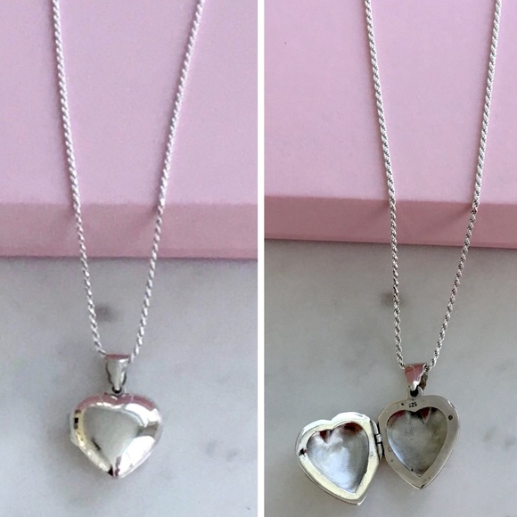 Sale $46 Firm! .925 Sterling Silver Puffed Heart Locket Necklace - Picture 4 of 16